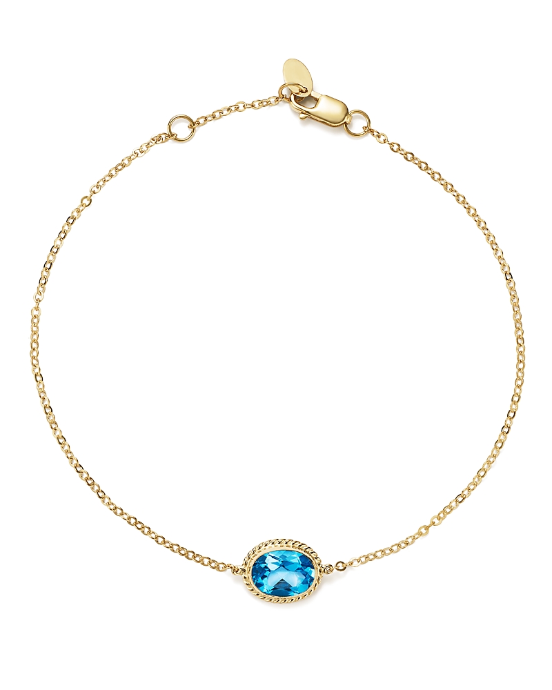 Blue Topaz Oval Bracelet in 14K Yellow Gold - Exclusive