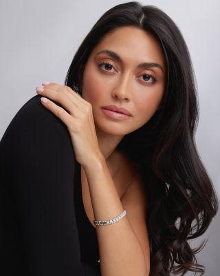 Sterling Silver Caviar Spark Diamond Link Bracelet