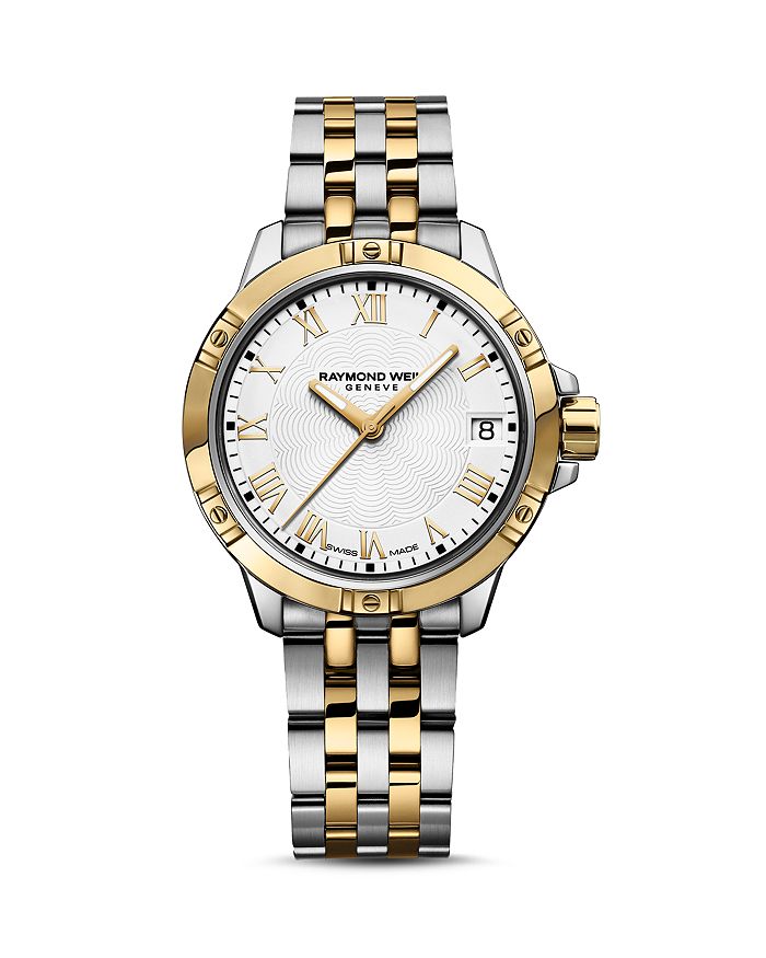 Shop Raymond Weil Tango Two Tone Watch, 30mm In White/gold