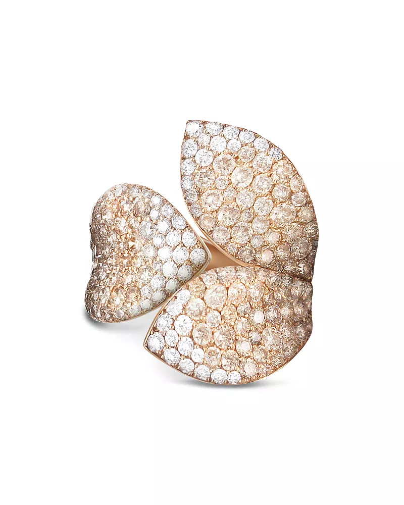 Pasquale Bruni 18K Rose Gold Secret Garden Three Petal Pave Diamond Ring