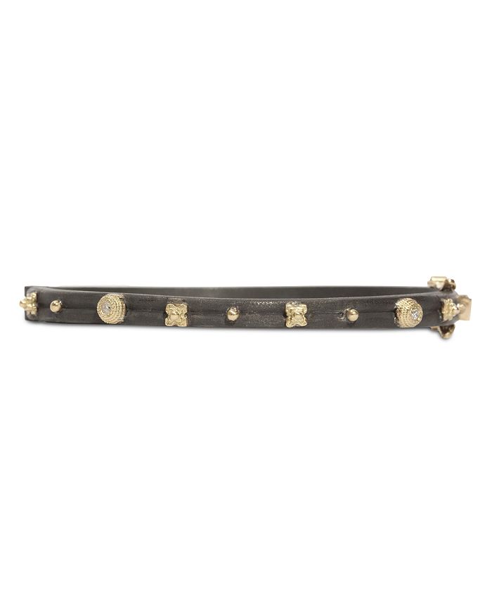 ARMENTA 18K YELLOW GOLD AND BLACKENED STERLING SILVER OLD WORLD HUGGIE BRACELET,2691