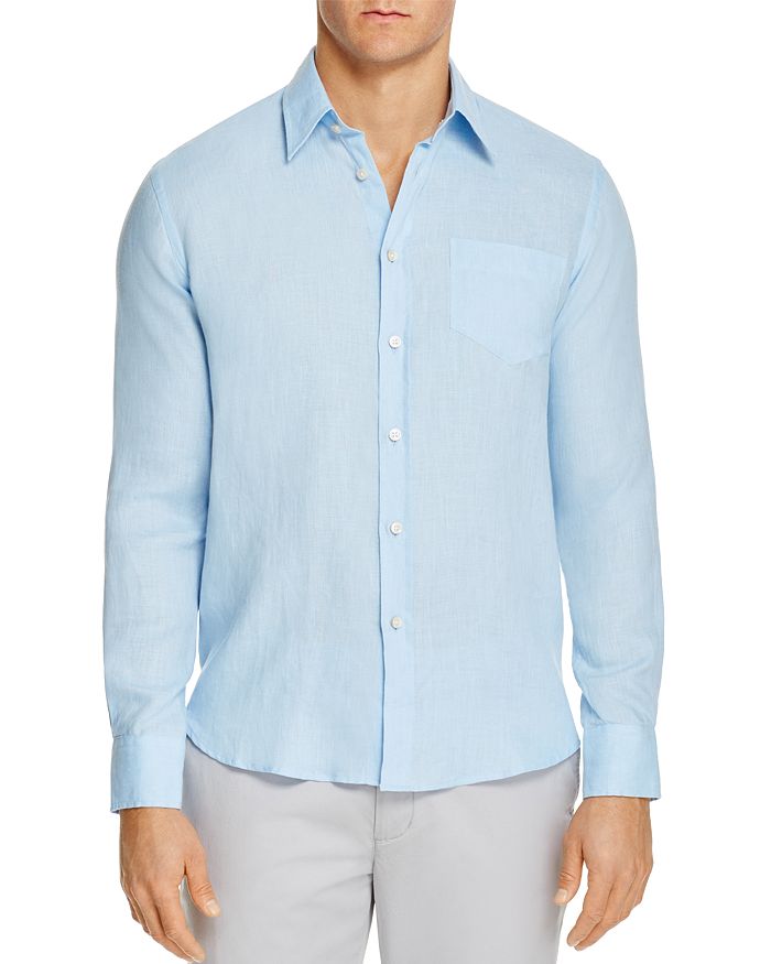 Vilebrequin Regular Fit Long Sleeve Linen Button Down Shirt In Sky Blue