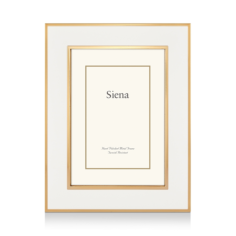 Siena White Enamel With Gold Frame, 5 X 7 In White