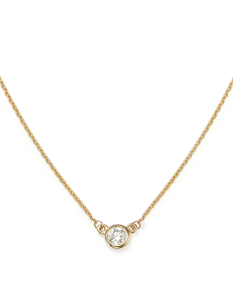 Diamond Bezel Set Pendant Necklace in 14K Yellow Gold, .15 tcw