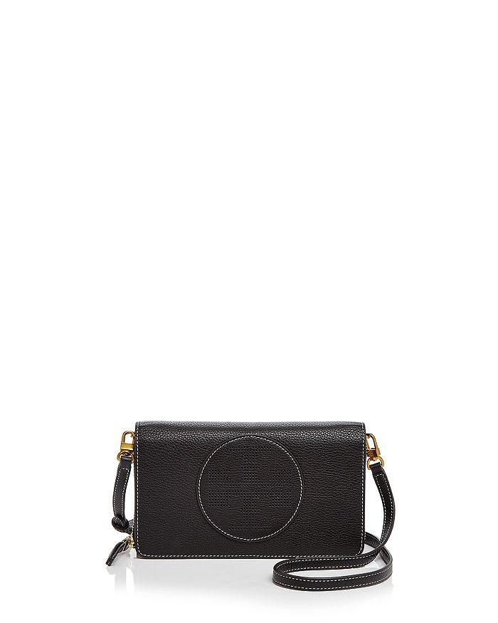 Tory Burch - Perforated Logo Flat Leather Wallet Crossbody