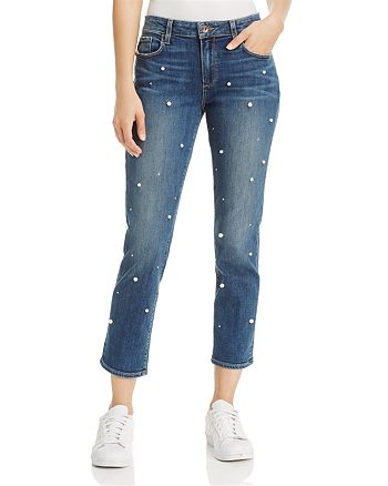 PAIGE - Brigitte Slim Boyfriend Crop Jeans in Allover Pearl