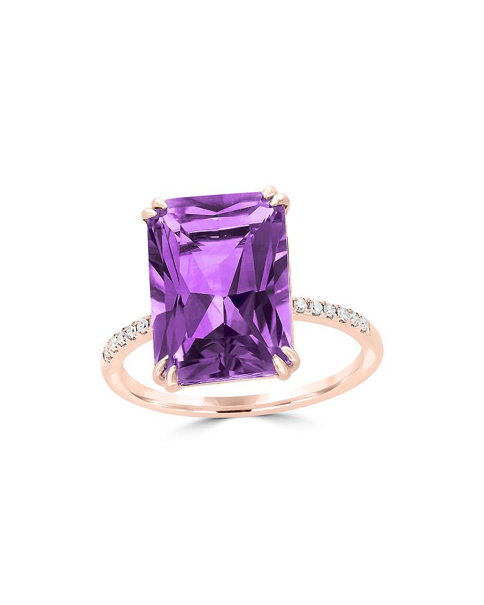 Bloomingdale's Amethyst and Diamond Statement Ring in 14K Rose Gold ...