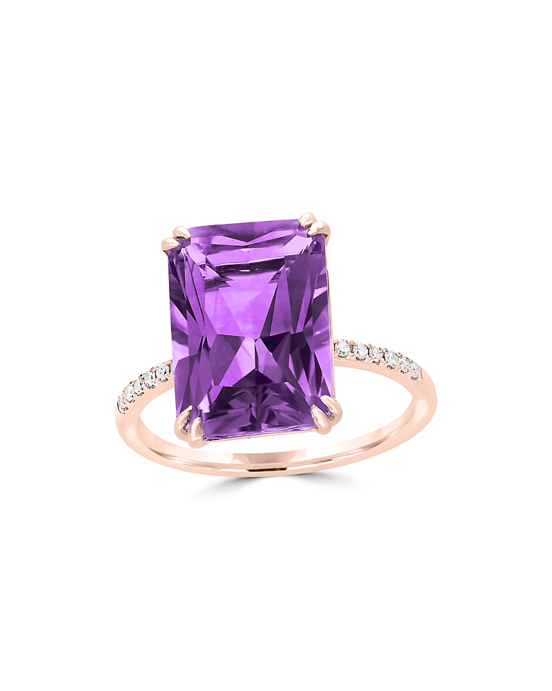 Bloomingdale's Amethyst And Diamond Statement Ring In 14k Rose Gold - Exclusive In Purple/rose
