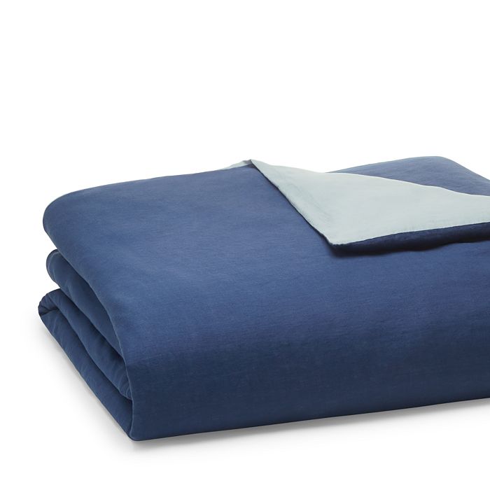 Amalia Home Collection Stonewashed Linen Duvet Cover, King - 100% Exclusive In Dusty Blue/navy
