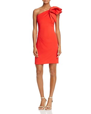 avery g one shoulder ruffle gown