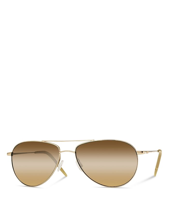 Shop Oliver Peoples Benedict Polarized Aviator Sunglasses, 59mm In Gold/chrome Amber