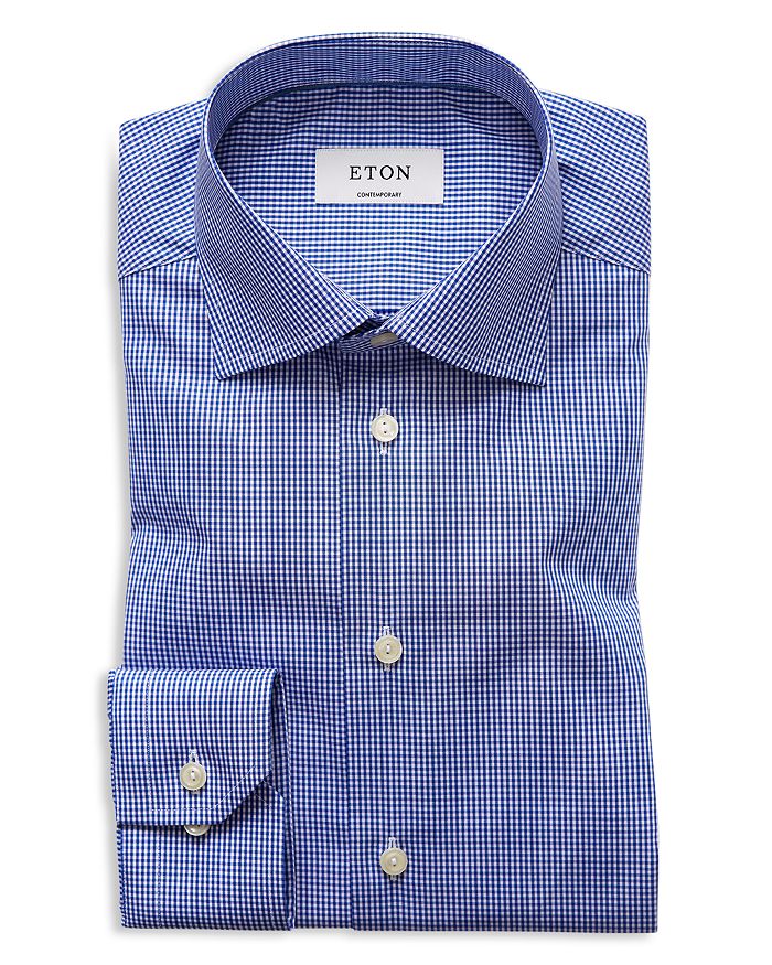 Eton Contemporary Fit Fine Gingham Check Dress Shirt | Bloomingdale's