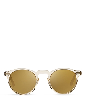 Shop Oliver Peoples Gregory Peck Mirrored Sunglasses, 47mm In Clear/gold Mirrored Solid