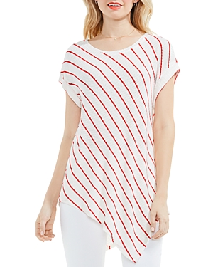 UPC 039374583161 product image for Vince Camuto Asymmetric Striped Waffle-Knit Tee | upcitemdb.com