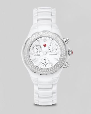 michele white ceramic watch