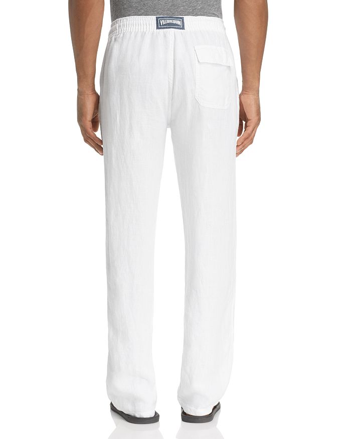 Shop Vilebrequin Linen Regular Fit Drawstring Pants In White