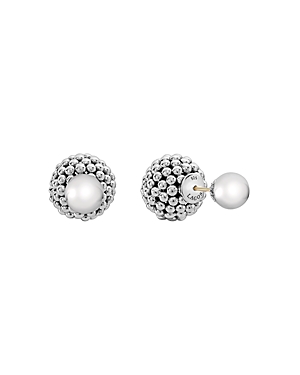 Lagos Sterling Silver Signature Caviar Bead Front-Back Stud Earrings