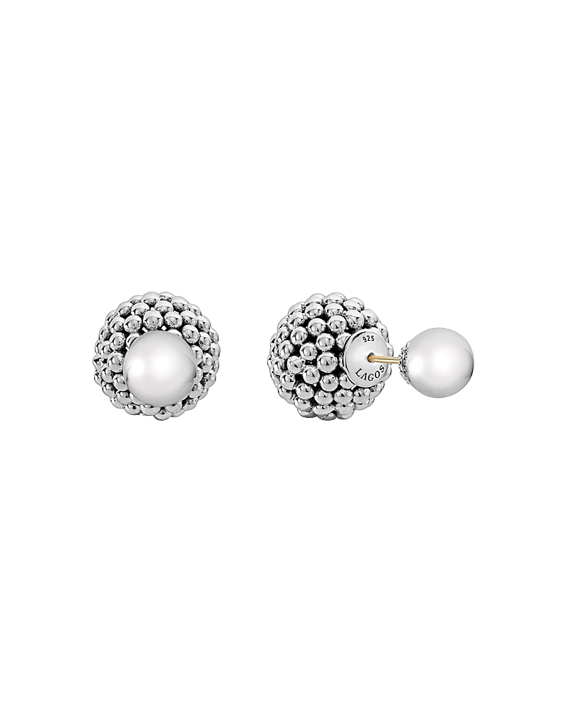 Lagos Sterling Silver Signature Caviar Bead Front-Back Stud Earrings
