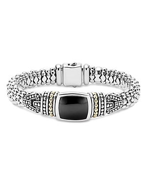 Lagos 18K Gold and Sterling Silver Caviar Color Bracelet with Black Onyx