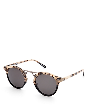 Krewe St. Louis 24k Polarized Round Sunglasses, 46mm In Beige/black Polarized Solid