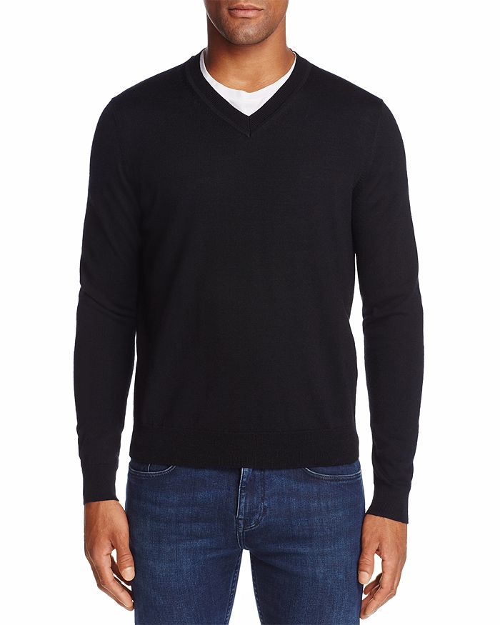 The Men's Store At Bloomingdale's V-neck Merino Sweater - 100% Exclusive In Black
