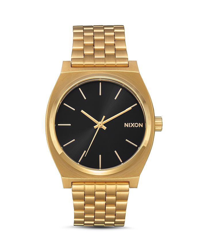 Shop Nixon The Time Teller Watch, 38mm In Black/gold