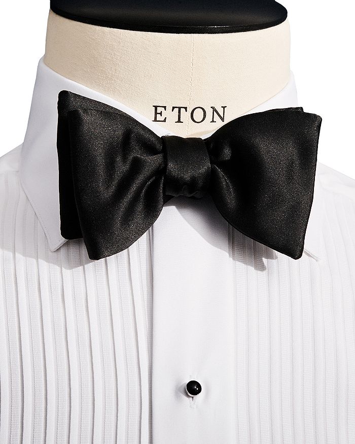 Shop Eton Satin Pre-tied Bow Tie In Black