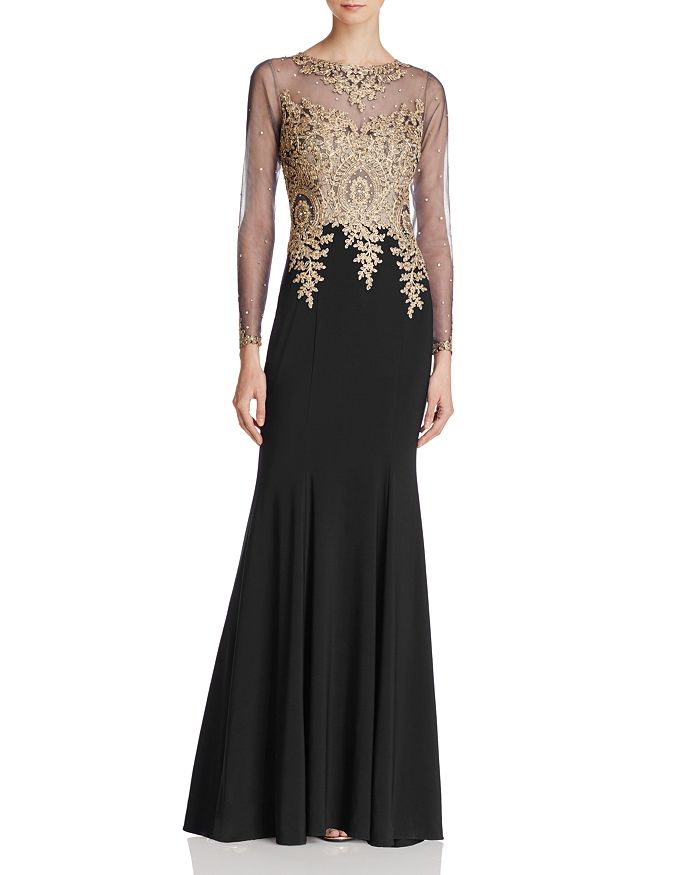 Avery G - Embroidered-Bodice Gown