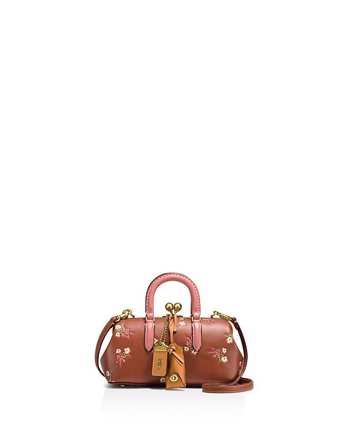 COACH Kisslock Satchel in Glovetanned Leather with Floral Bow