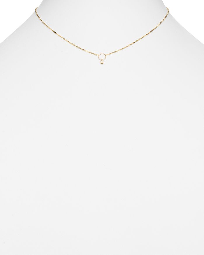 Shop Zoë Chicco 14k Yellow Gold Circle Pendant Necklace With Diamond, 16 In White/gold