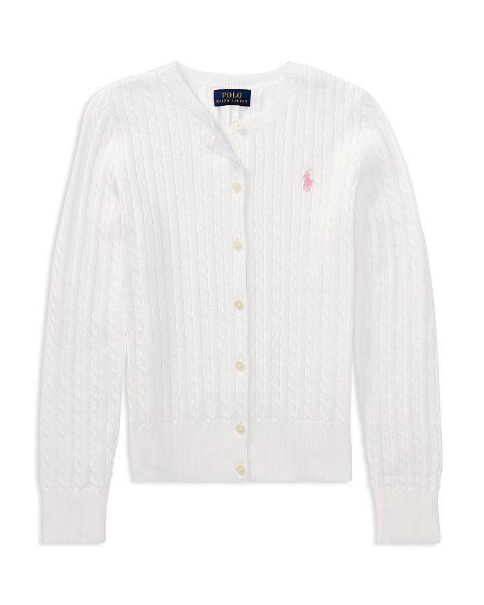 Ralph Lauren Polo  Girls' Cable-knit Cardigan - Big Kid In Warm White