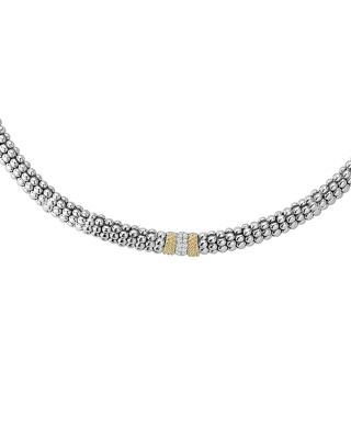 18K Gold and Sterling Silver Diamond Lux Necklace, 18"