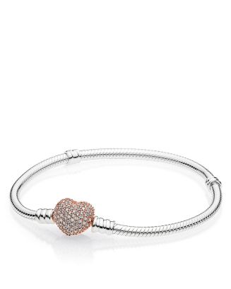 Pandora Sterling Silver & Cubic Zirconia Pavé Heart Bracelet ...