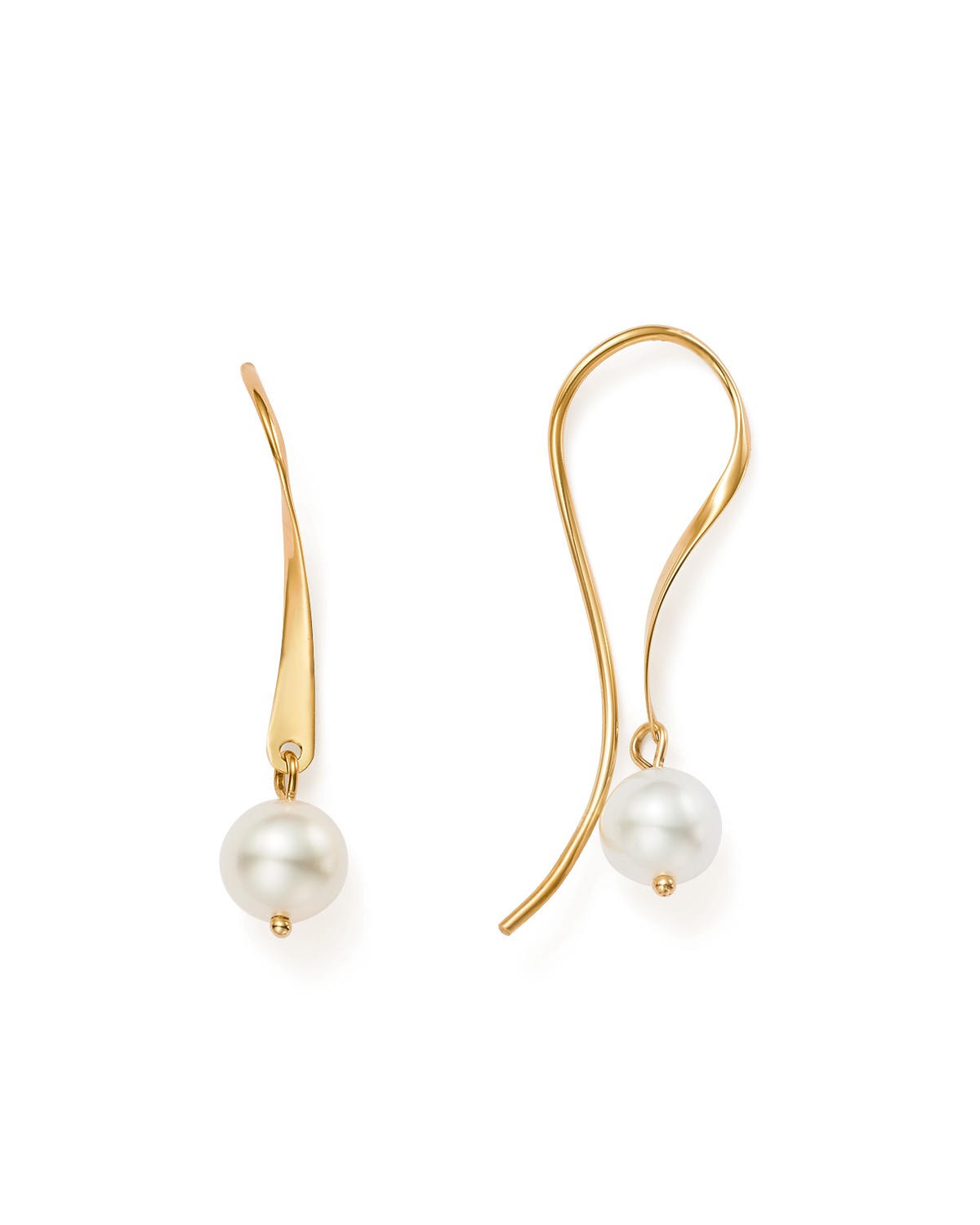 Cultured Freshwater Pearl Threader Earrings in 14K Yellow Gold