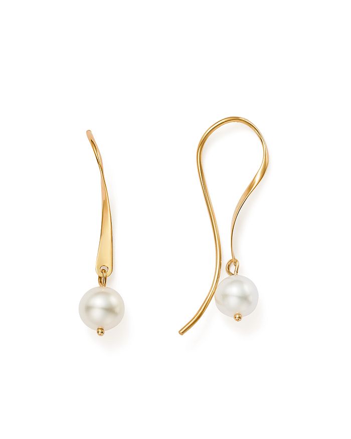 Bloomingdale's Cultured Freshwater Pearl Threader Earrings In 14k Yellow Gold - 100% Exclusive In White/gold