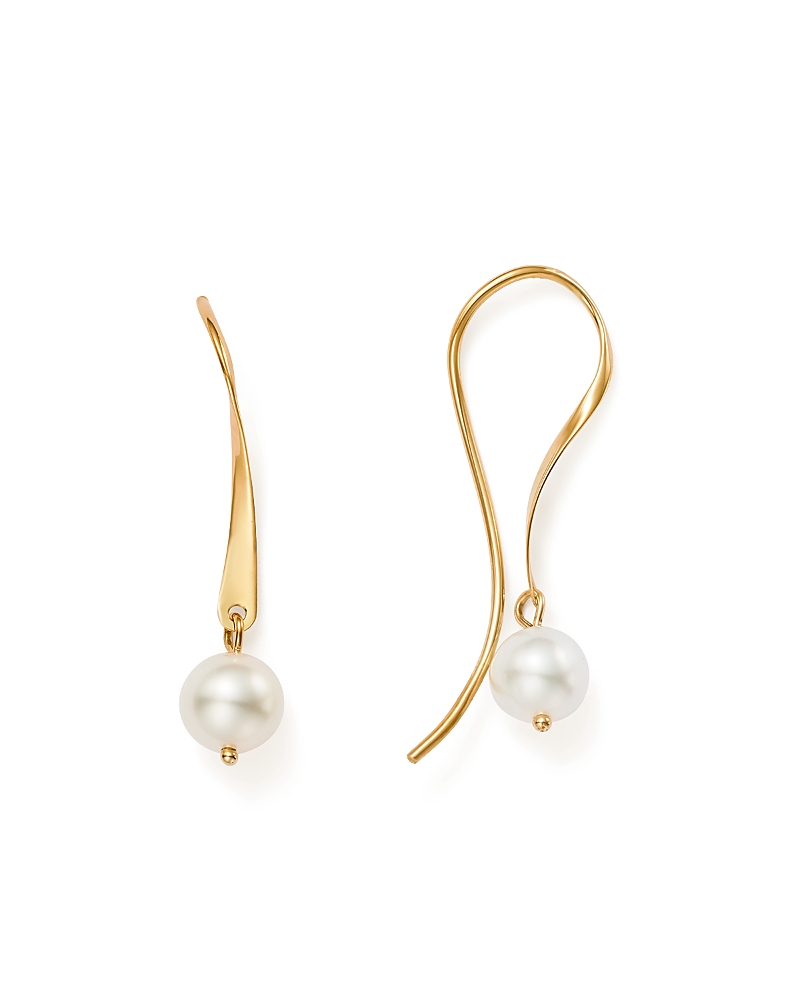 Bloomingdale's Cultured Freshwater Pearl Threader Earrings In 14k Yellow Gold - Exclusive In White/gold