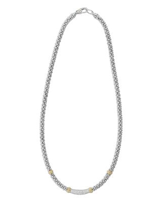 18K Gold & Sterling Silver Diamond Lux Single Station Necklace, 16"