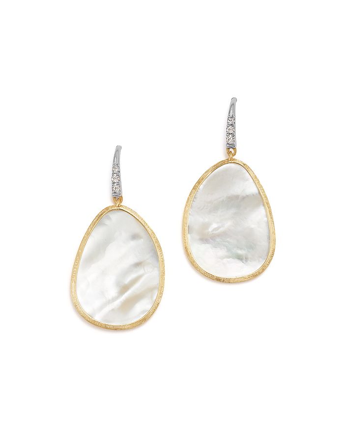 MARCO BICEGO 18K WHITE & YELLOW GOLD LUNARIA MOTHER-OF-PEARL & DIAMOND EARRINGS,OB1343-AB-MPW-YW