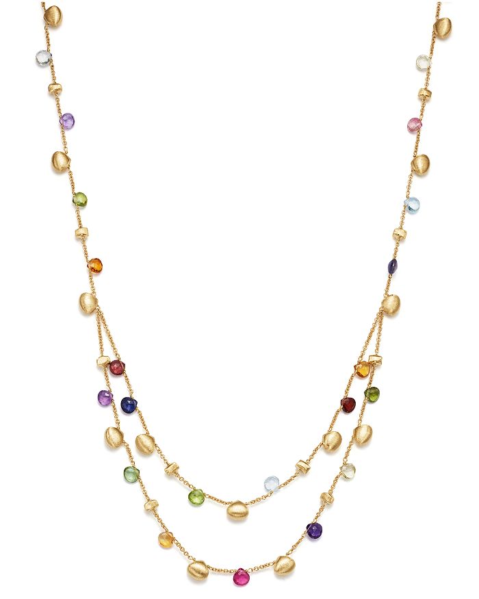 MARCO BICEGO 18K YELLOW GOLD PARADISE TEARDROP TWO STRAND GEMSTONE NECKLACE,CB2213-MIX01-Y