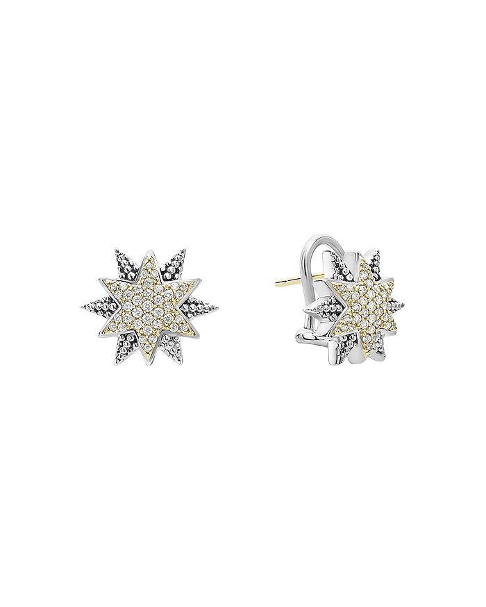 LAGOS 18K Gold & Sterling Silver North Star Diamond Small Stud Earrings ...