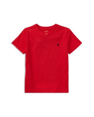 red v neck polo shirt