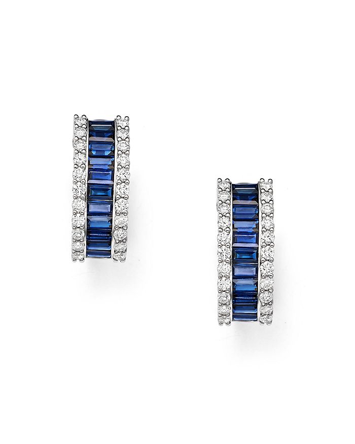 Bloomingdale's Blue Sapphire & Diamond Earrings In 14k White Gold - 100% Exclusive In Blue/white