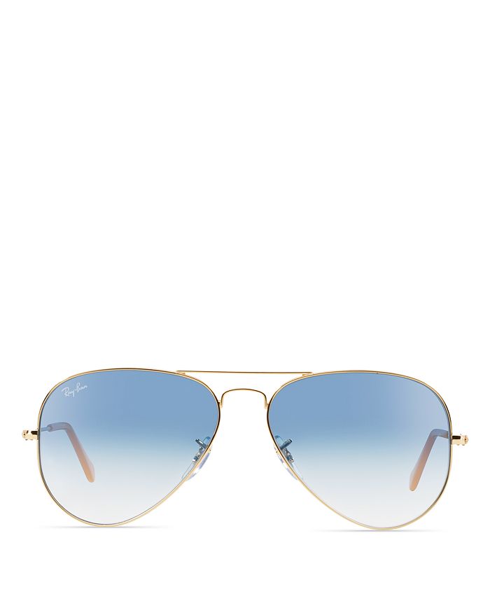 Shop Ray Ban Ray-ban Classic Aviator Sunglasses, 55mm In Gold/blue Gradient
