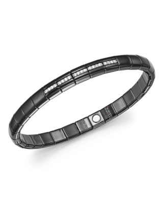 Roberto Demeglio - 18K White Gold & Black Ceramic Pura Stretch Bracelet with Diamonds