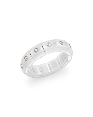 Roberto Demeglio 18K White Gold & White Ceramic Pura Diamond Bezel Stretch Eternity Ring