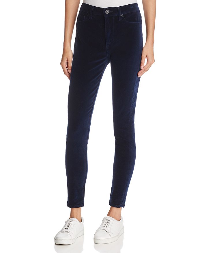 Hudson Barbara High Rise Super Skinny Velour Jeans in Dark