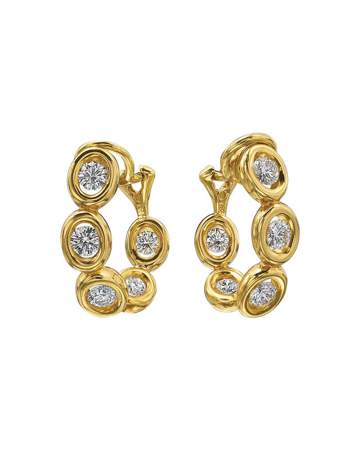 Gumuchian 18k Yellow Gold Diamond Small Oasis Curve Earrings In White/gold