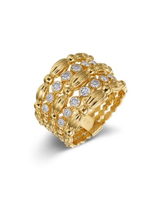 Gumuchian 18K Yellow Gold Diamond Five Row Tapered Nutmeg Ring ...