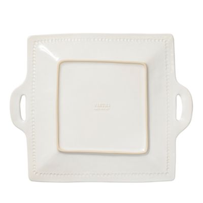Incanto Stone White Stripe Square Handled Platter