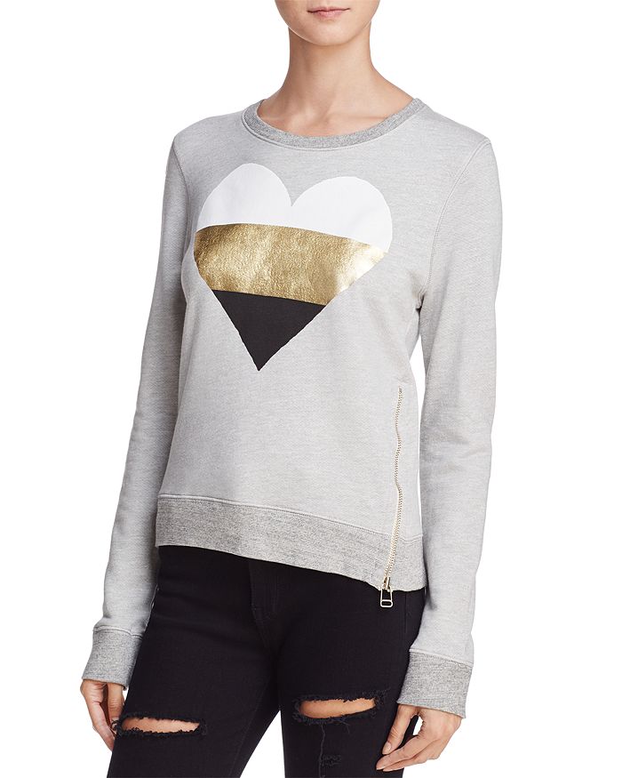 Sundry Metallic Heart Side Zip Sweatshirt Bloomingdale s